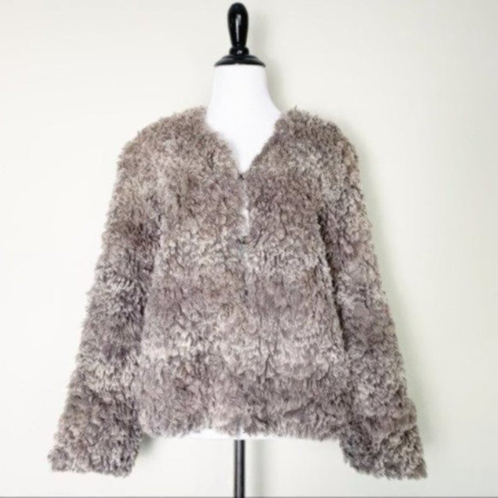 Vintage Handmade Faux Fur Shag Teddy Jacket Gray Neutral Gray Small/Medium - Picture 2 of 11